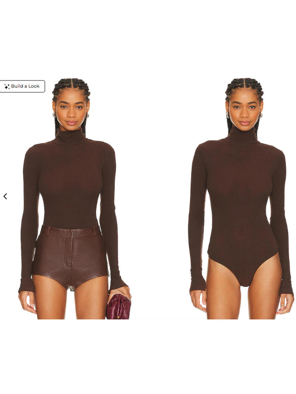 WeWoreWhat Ribbed Turtleneck Long Sleeve Stretch Bodysuit BROWN SIZE S NWT $78